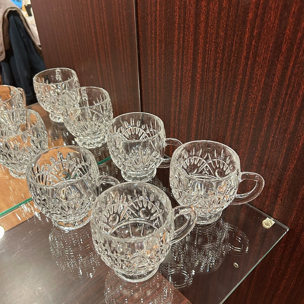 Vintage Godinger Freedom Crystal Punch Bowl Cups Set of 4 Holds 8 Ounces per Cup